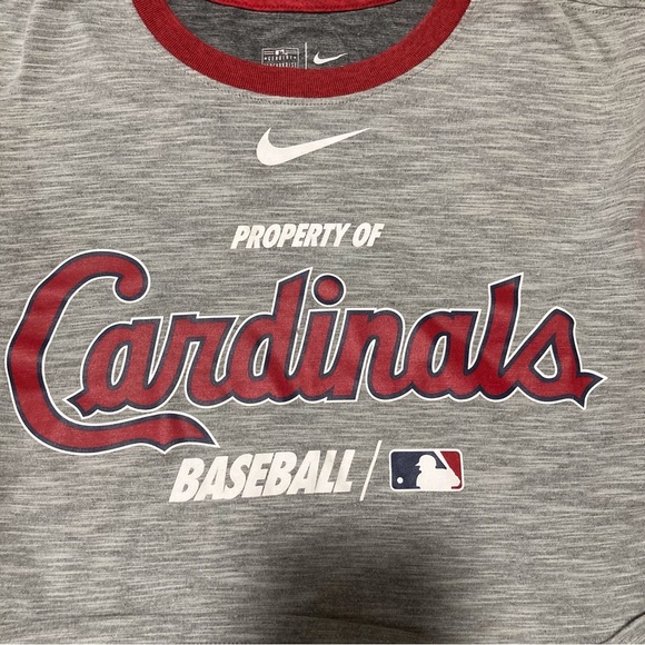 MLB Genuine Nike Cardinals Baseball T-Shirt | Grey & Burgundy | Dri-Fit - Picture 11 of 15